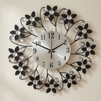 Wall Clock Floral Design Silent Sweep Analog 1