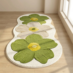 Floral Runner Rug, Microfiber Blend, Non-Slip Backing, 3 Size Options