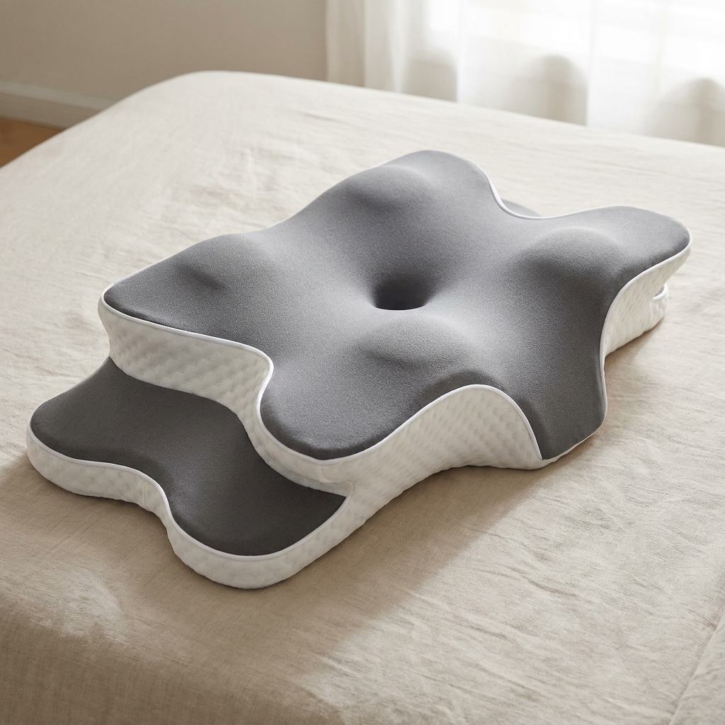 Memory Foam Pillow Adjustable Height Contoured Design Polyester Cover 1