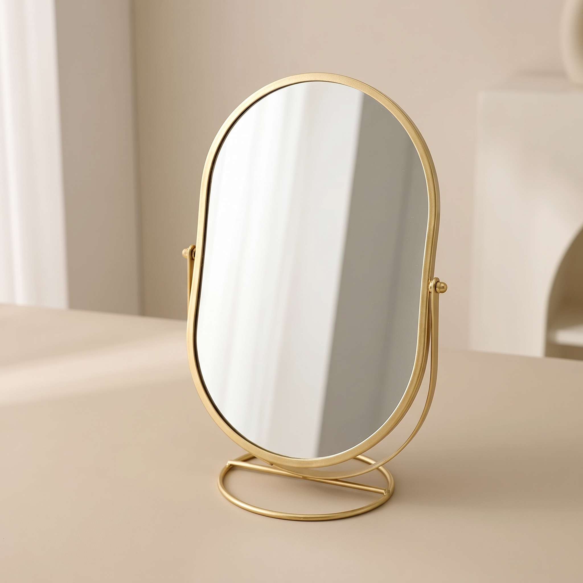 Tabletop Makeup Mirror, 360° Rotation, No Assembly Required