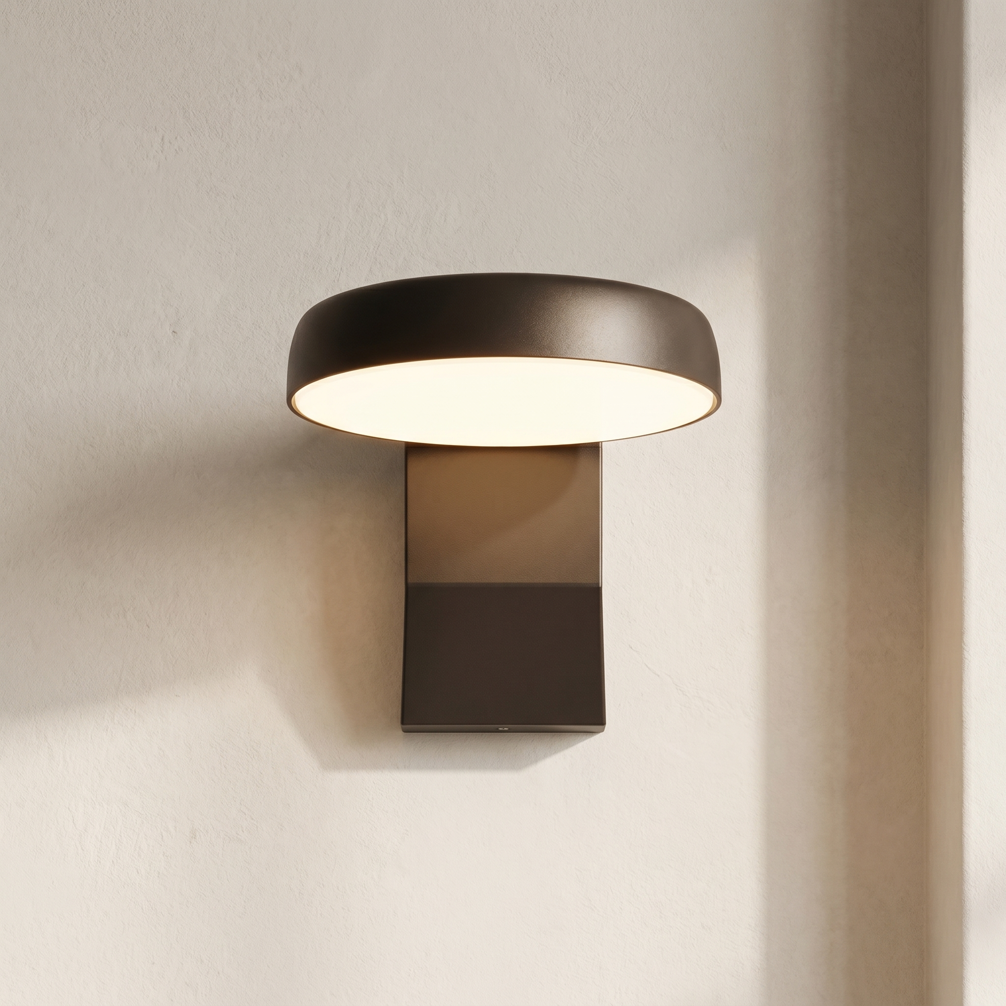 Modern wall-mounted light fixture on a neutral wall