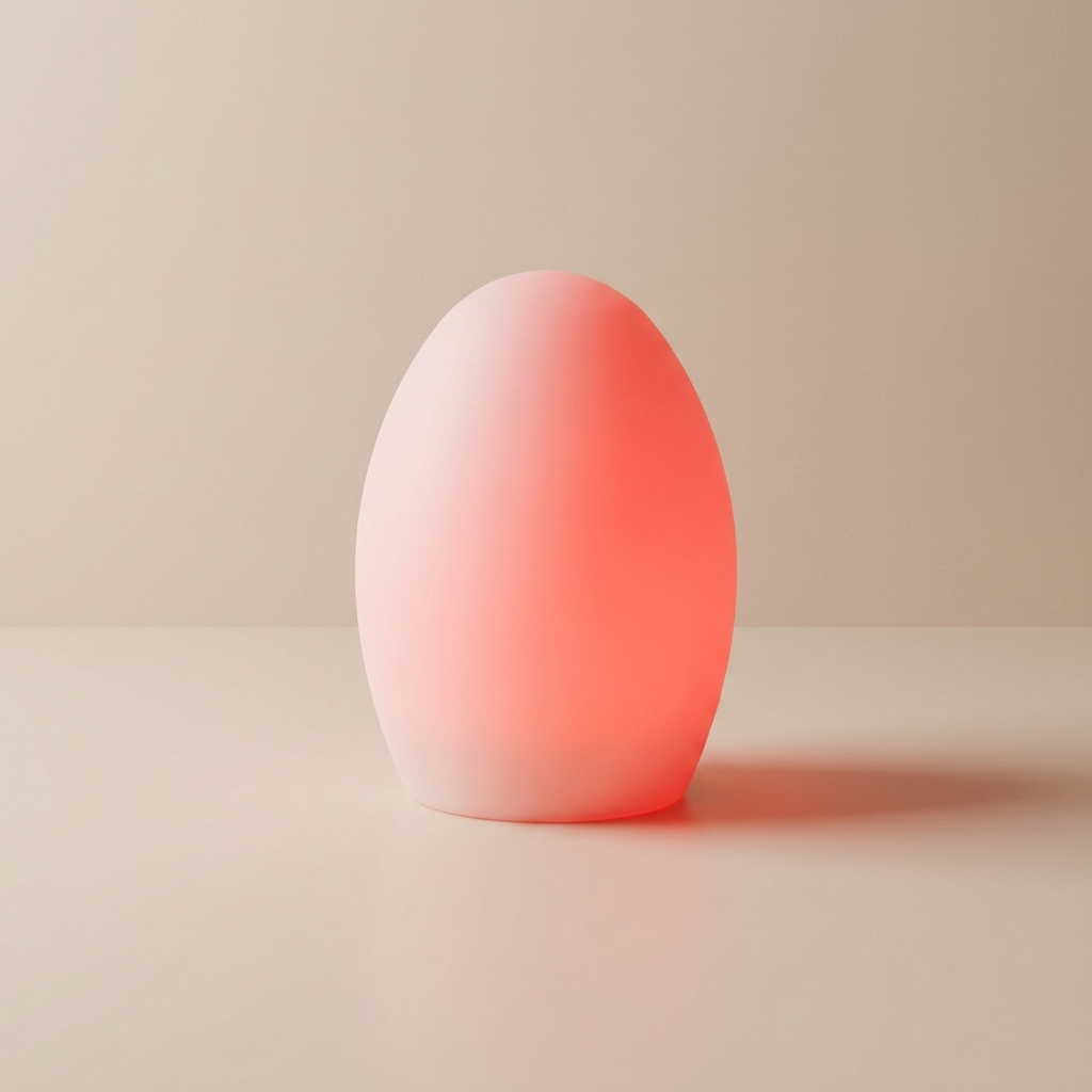 Pink egg-shaped object on a beige background