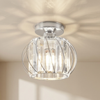 Ceiling light fixture with crystal design on a neutral background