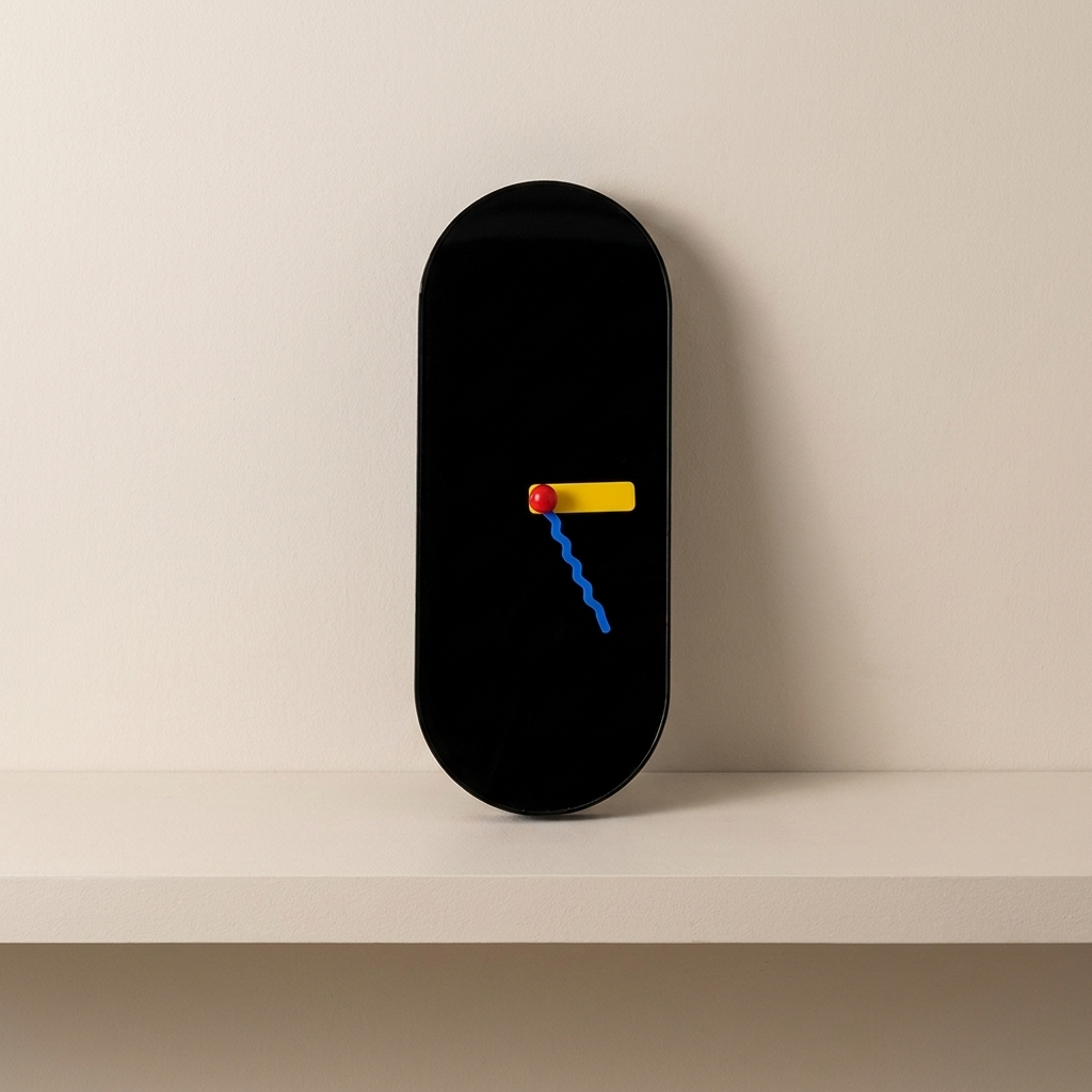 Oval Wall Clock, Silent Movement, Colorful Hands, Numberless Face