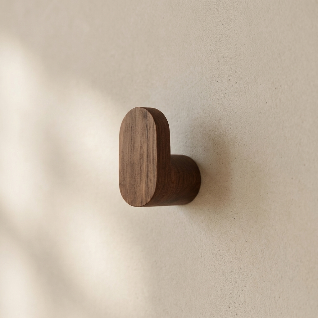 Wooden wall-mounted light fixture on a beige wall