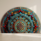 Decorative wall art with intricate patterns on a plain wall