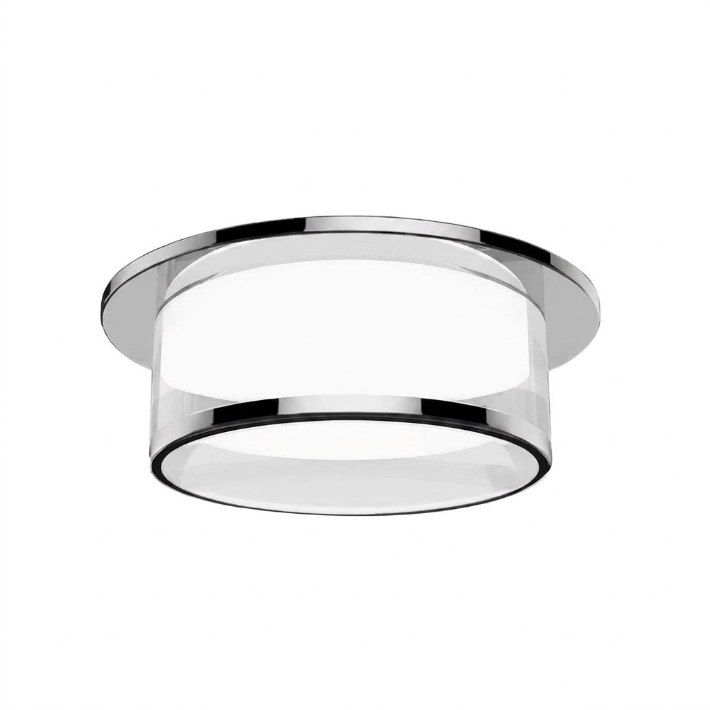 Chrome ceiling light fixture on a white background