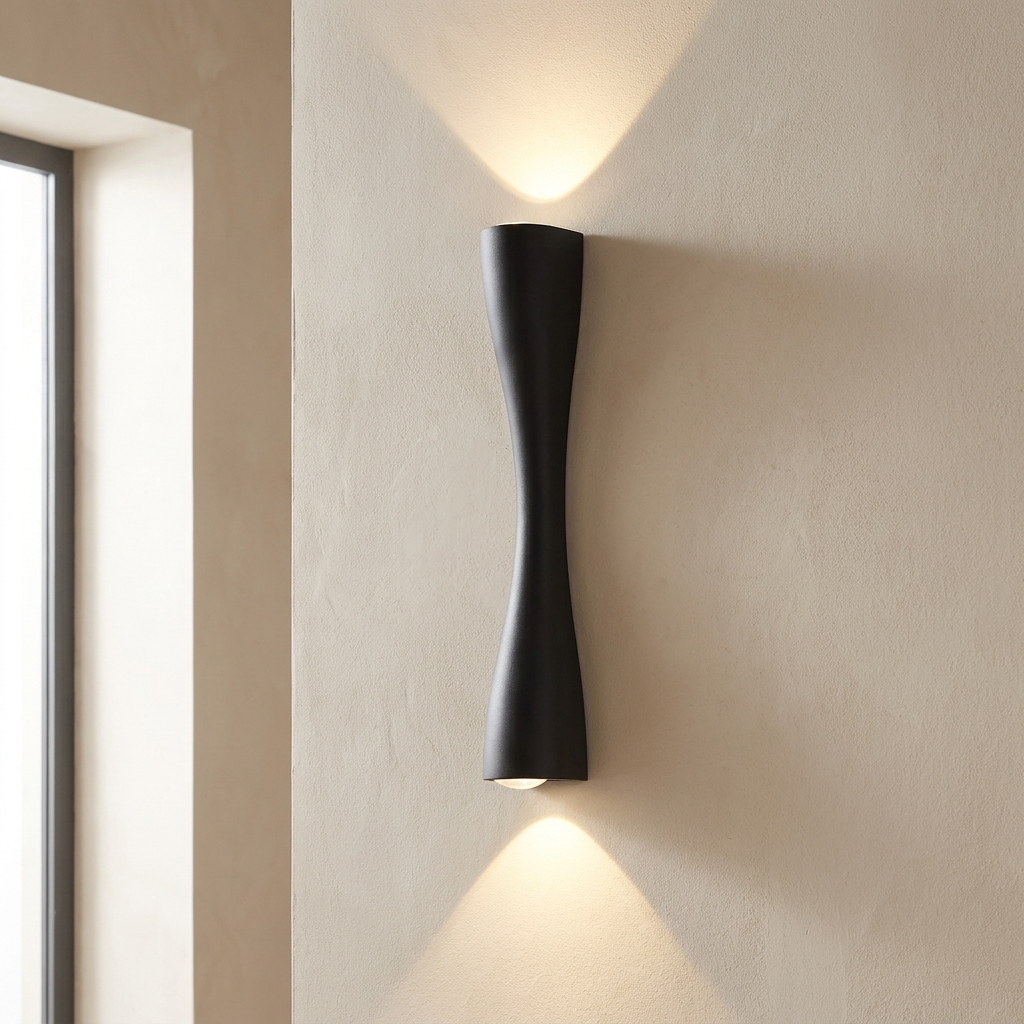 Modern wall-mounted light fixture on a neutral wall