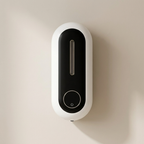 White and black wall-mounted device on a beige background