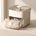 White and clear container with ice