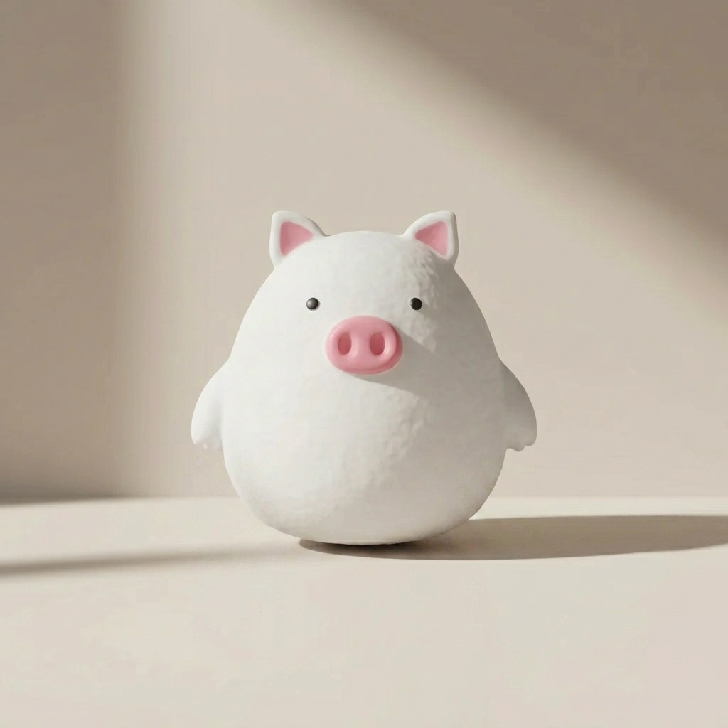 White pig-shaped night light on a beige background