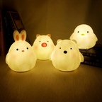 Animal Character LED Night Light, Soft Silicone, Portable, LED 1