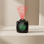 Digital clock with projection feature on a light surface