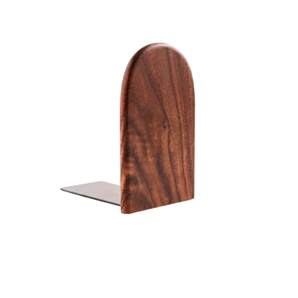 Wooden bookend on a white background