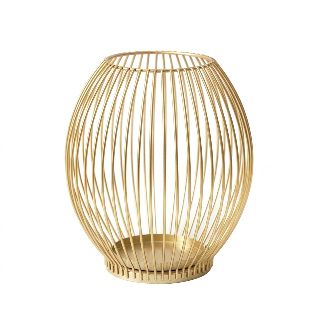 Gold wire basket on a white background