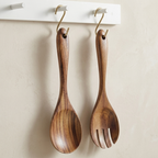 Wooden Serving Utensil Set - Ergonomic Spoons & Forks for Effortless Dining 