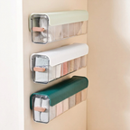 Wall Mounted Underwear Storage Box, Adjustable Dividers, Clear Window, Self Adhesive