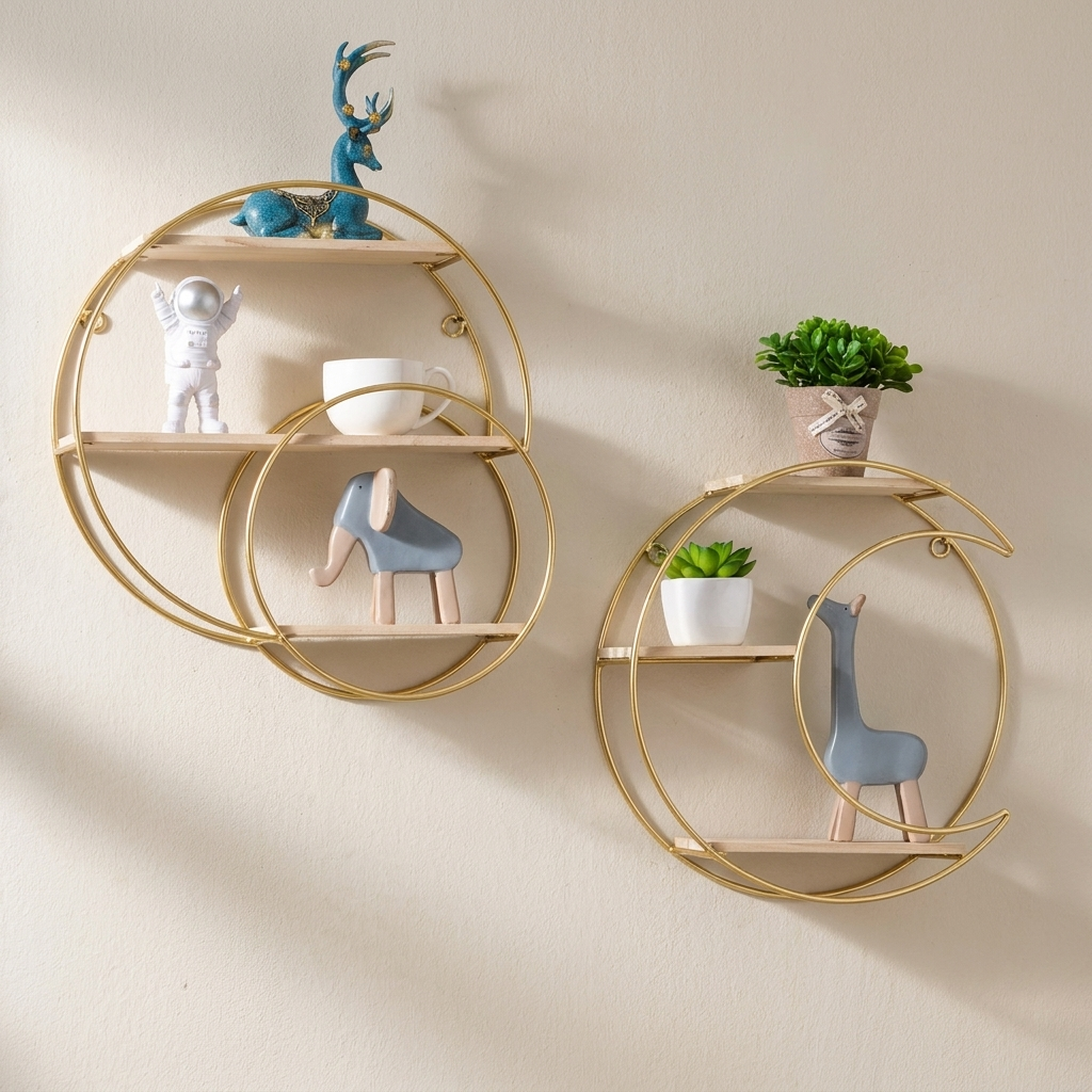 Decorative Wall Shelf, Wall Mounted, Multi Level, Display Shelf
