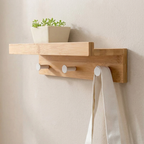 Wall Shelf with Hooks, Wall Mounted, Single Tier, Screw Mounted