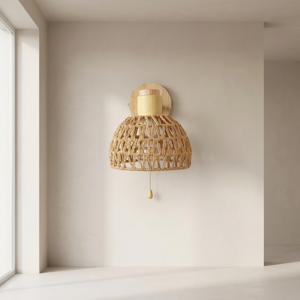 Wall Sconce Natural Rattan Woven Wall Mounted Light 1