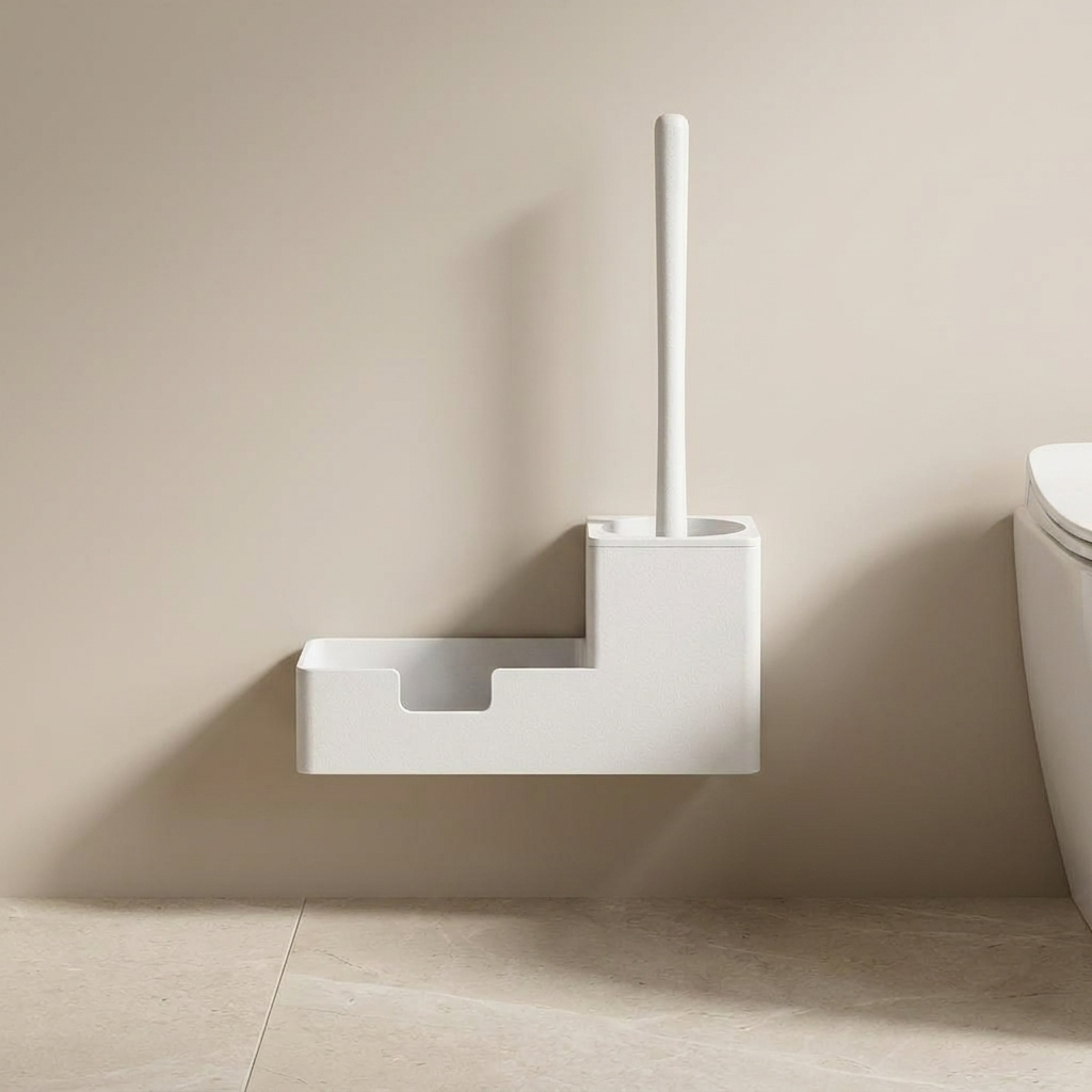 Toilet Brush Set ABS Handle Compact Storage Holder 