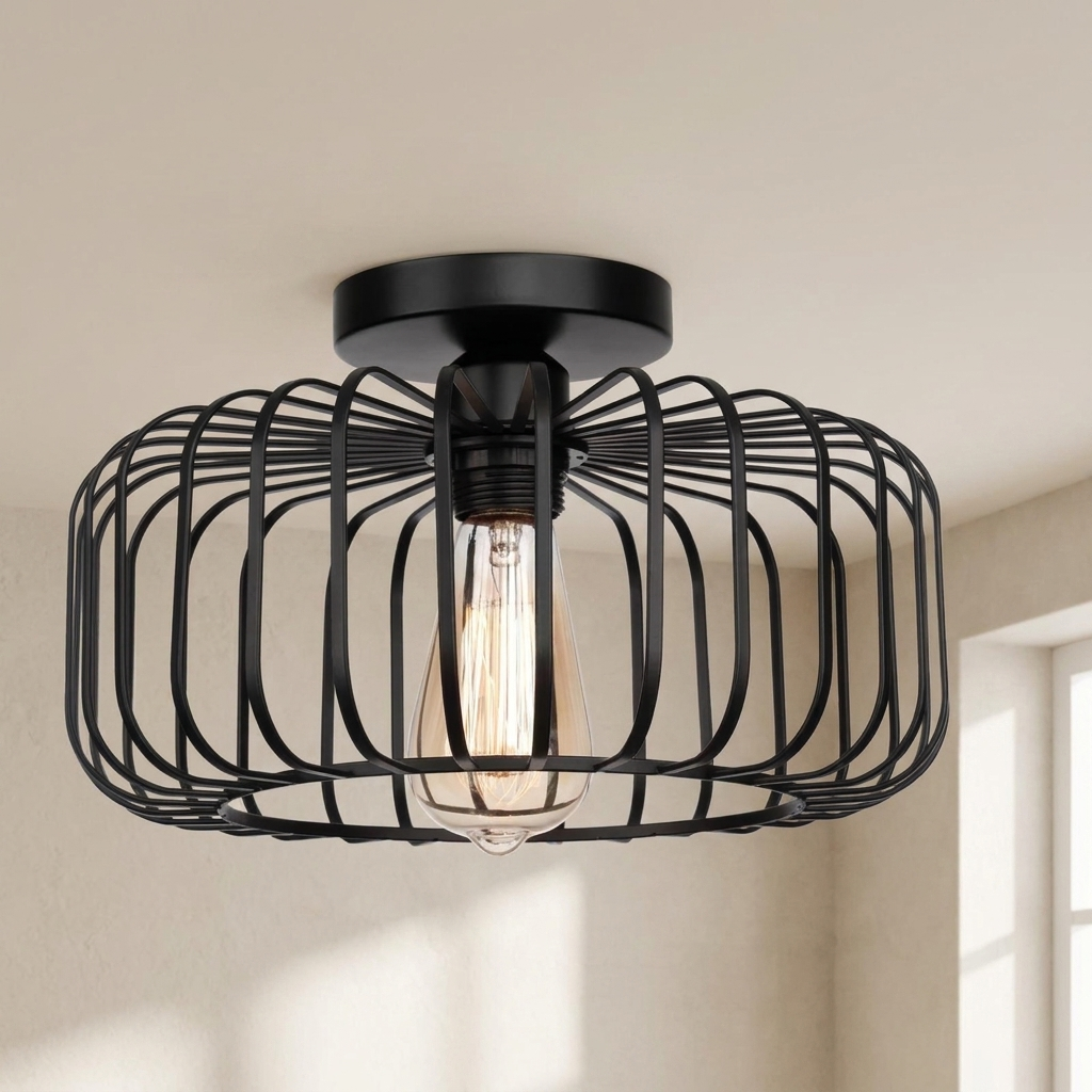 Birdcage Ceiling Lamp, E27 Socket, Surface Mounted, AC Power