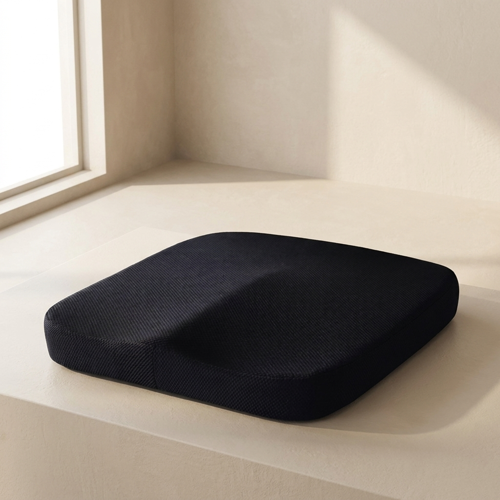 Memory Foam Seat Cushion, Breathable Design, Contoured Shape, Anti Slip Base