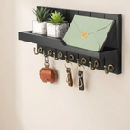 Wall Mounted Key Organizer, 7 Hooks, Storage Shelf, Entryway Design 0