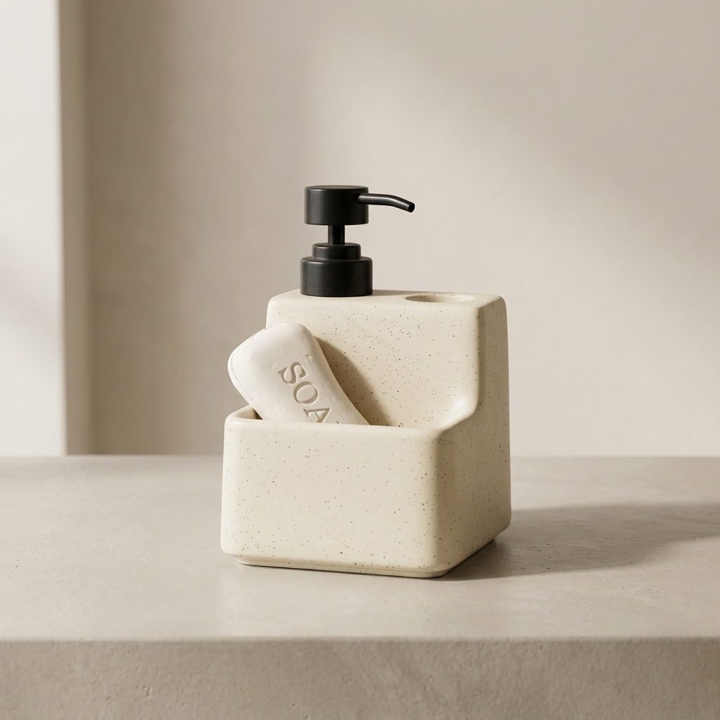 Soap Dispenser, Integrated Storage, Pump Dispenser, Countertop Design 0