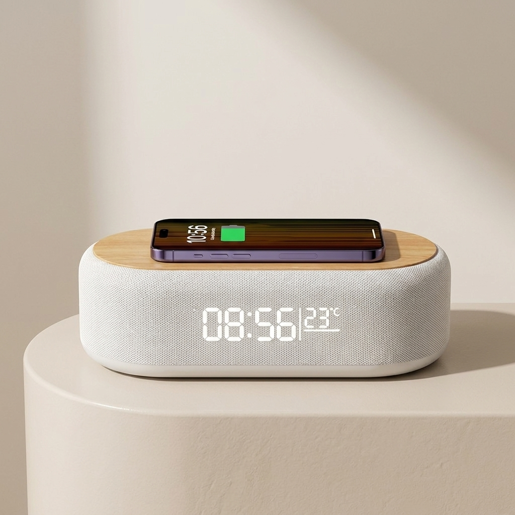 Table Lamp LED Night Light Wireless Charger Digital Clock USB C