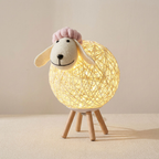 Night Lamp Dimmable LED Wood and Woven Fabric USB Powered