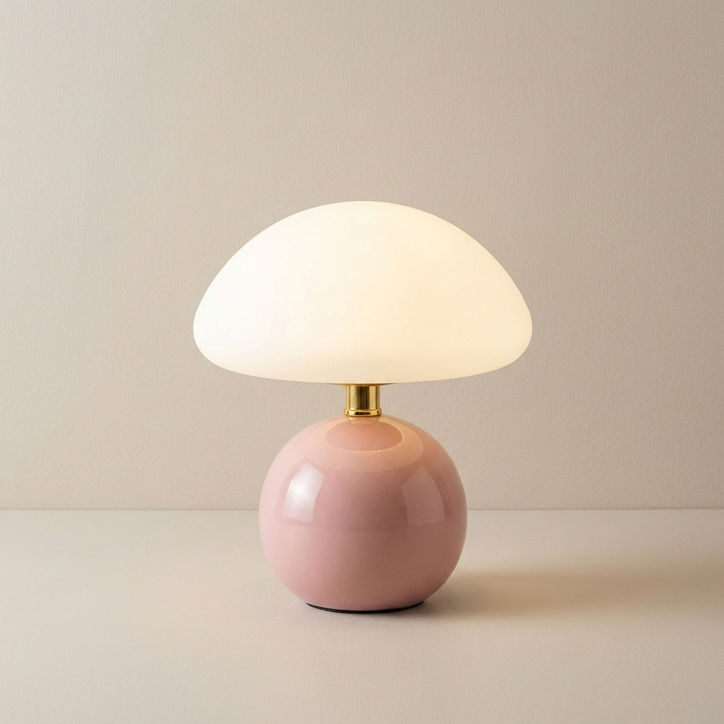 Table Lamp LED Ceramic PVC Mushroom Design Bedside Lamp