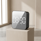 Digital LED Alarm Clock, Voice Activated Display, Temperature Display, Square Design