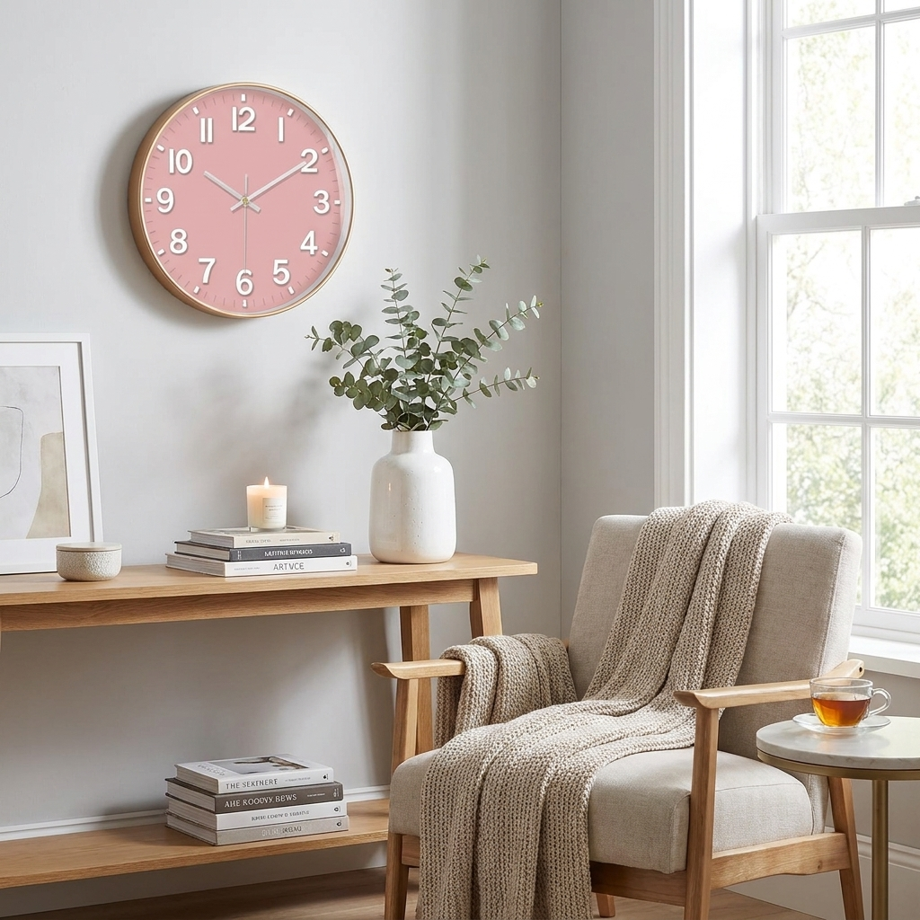Quartz Wall Clock, Analog Display, 3D Numerals