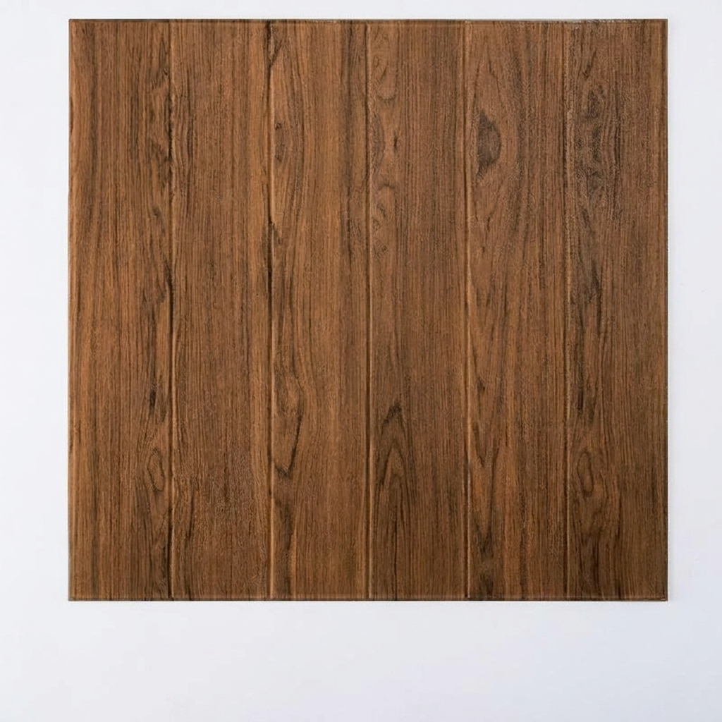 A square sample of medium brown wood grain paneling or wallpaper, displayed against a clean white background.