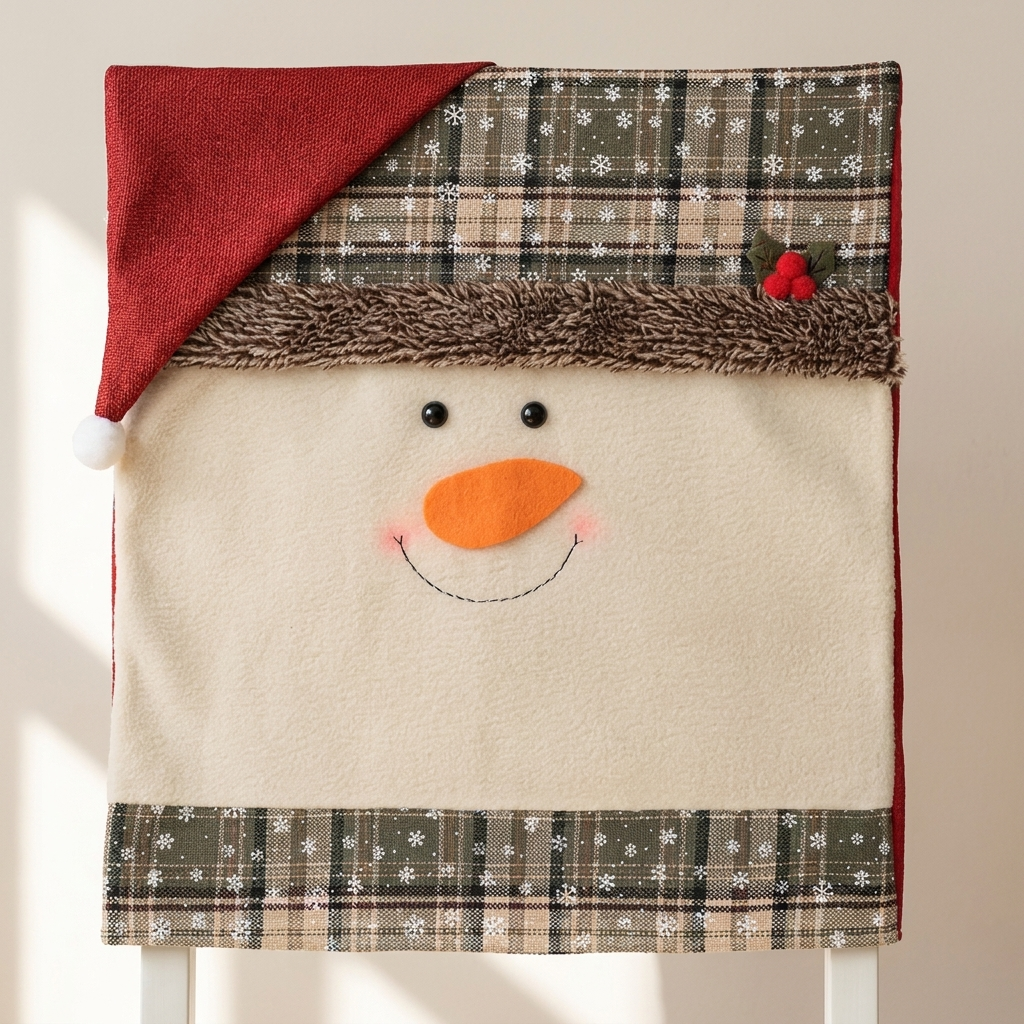 Christmas Chair Cover Cotton Blend Santa or Snowman Design