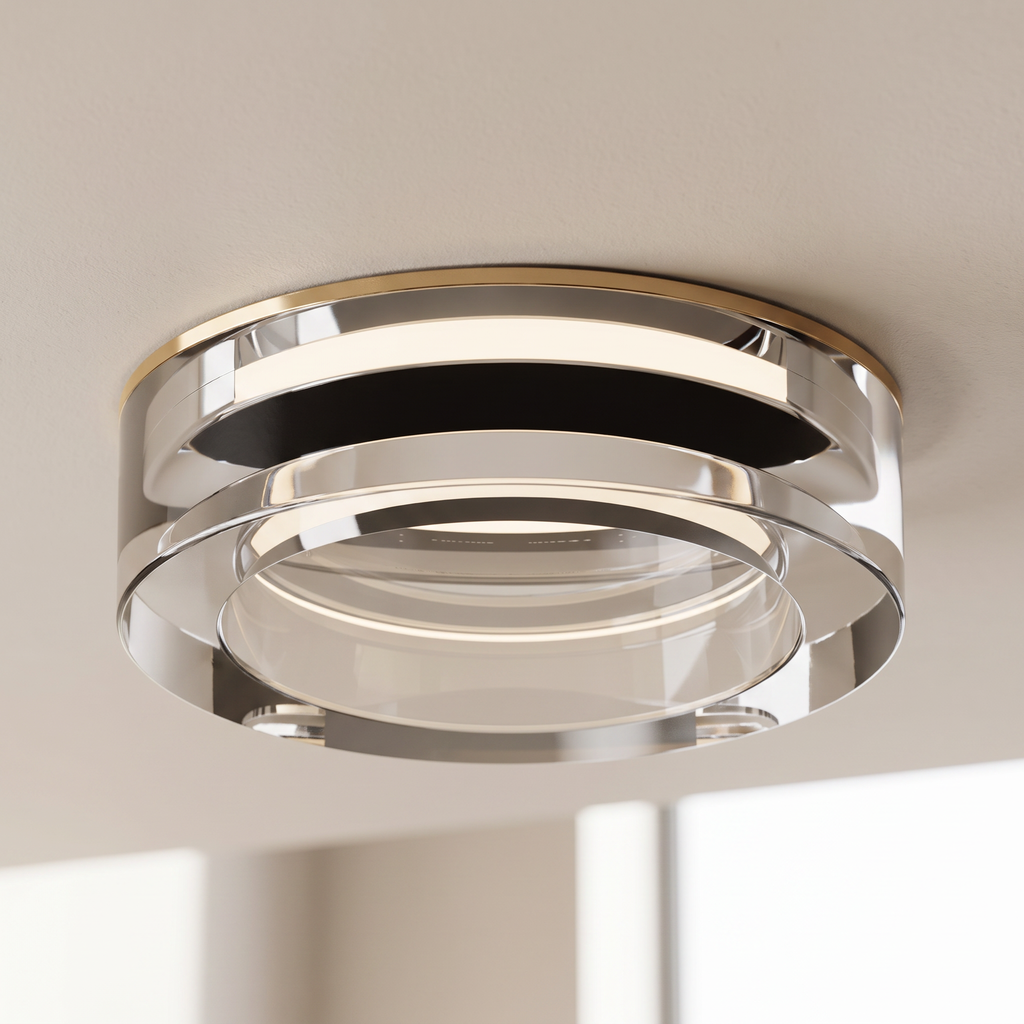 Mini Flush Mount Ceiling Light, LED Compatible, 7W Max, Gold or Silver Finish