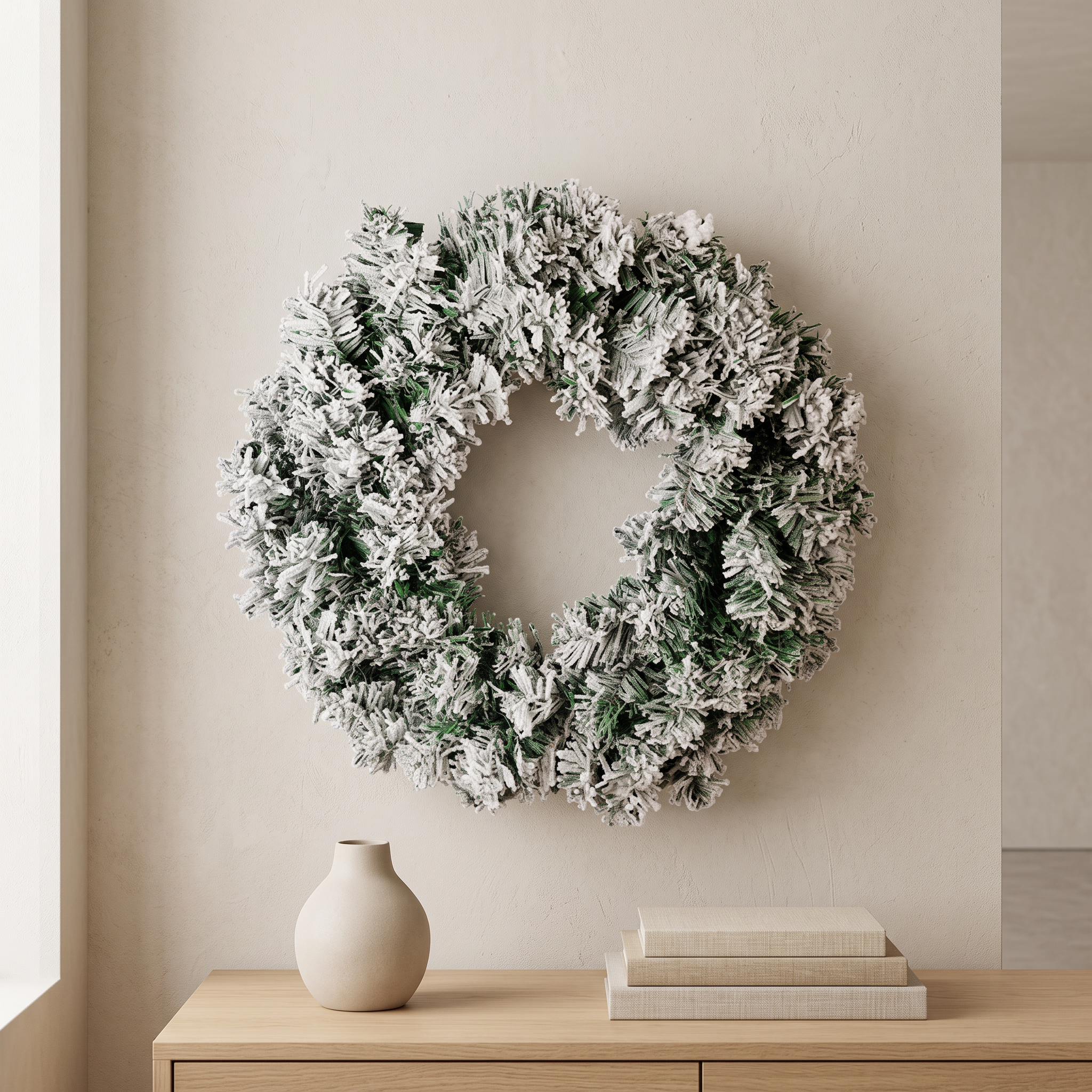Christmas Wreath, Snowflake Design, Door Hanging, Green 1