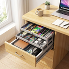 3-Tier Drawer Organizer, Adjustable Dividers, Multi-Compartment Storage