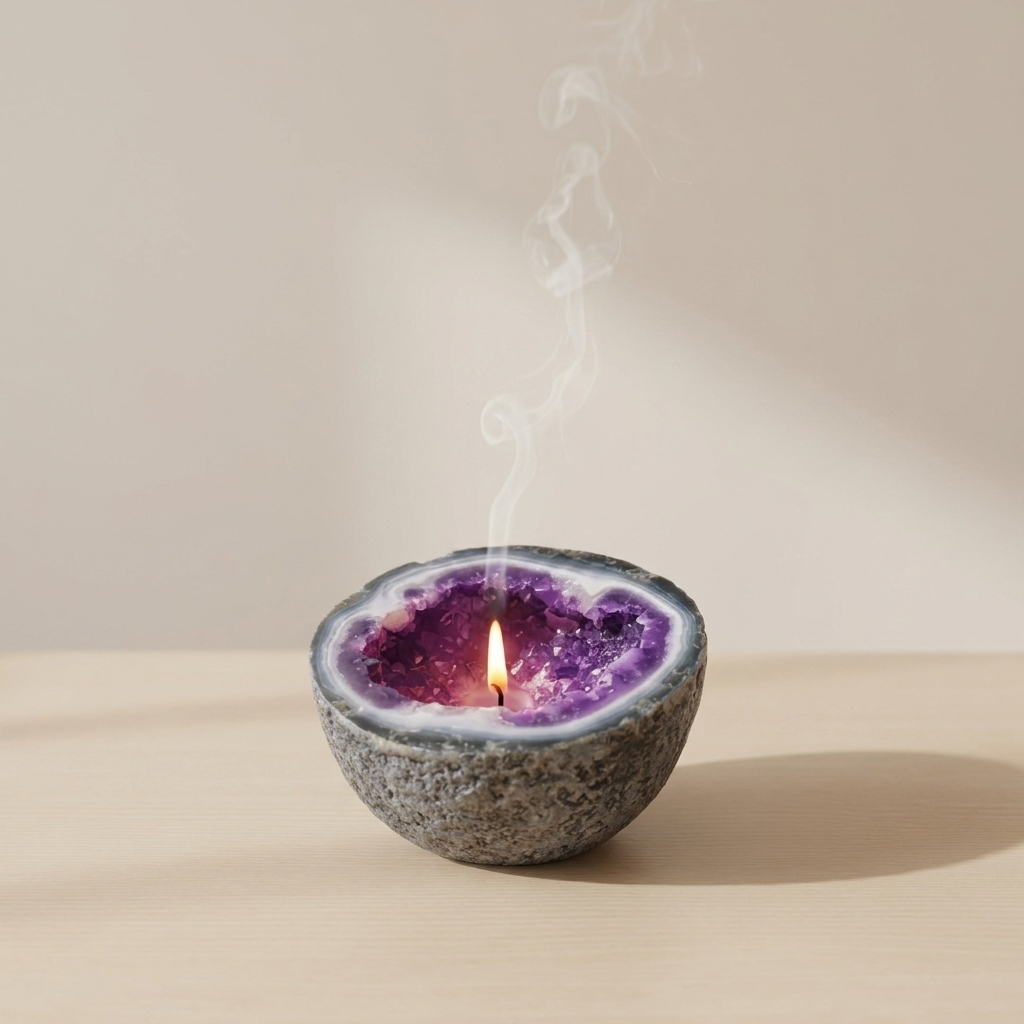 Crystal Design Candle Natural Wax Blend Geode Style 11.4 cm