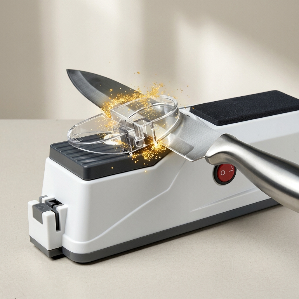 Electric Knife Sharpener, USB Powered, Non-Slip Base, Grinding Discs Included