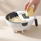 Vegetable Slicer, Multifunctional, Interchangeable Inserts, Strainer Basket