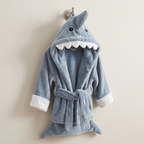 Baby Hooded Bathrobe with Shark Hood and Tie Belt for Newborns to 6 Years
