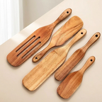 Spatula Set With Multiple Spatula Designs Smooth Natural Finish Ergonomic Handles