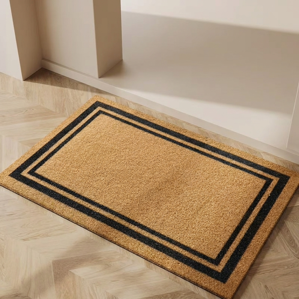Front Door Mat with Double Border Anti-Slip Easy-Care Rug