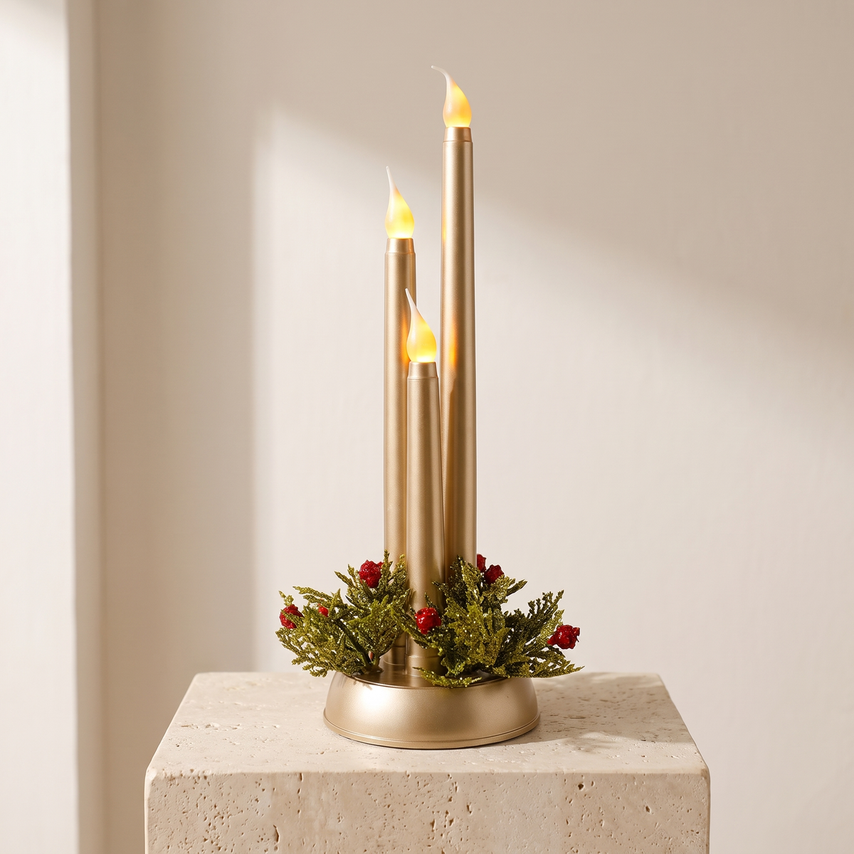 Christmas LED Taper Candles with Warm Light