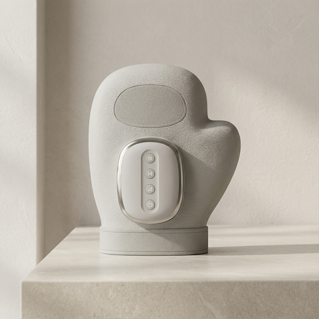 White ceramic vase with textured surface on a light beige background