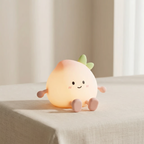 Cute character-shaped night light on a neutral background