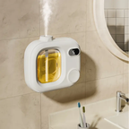 Wall-mounted humidifier with a digital display in a bathroom setting