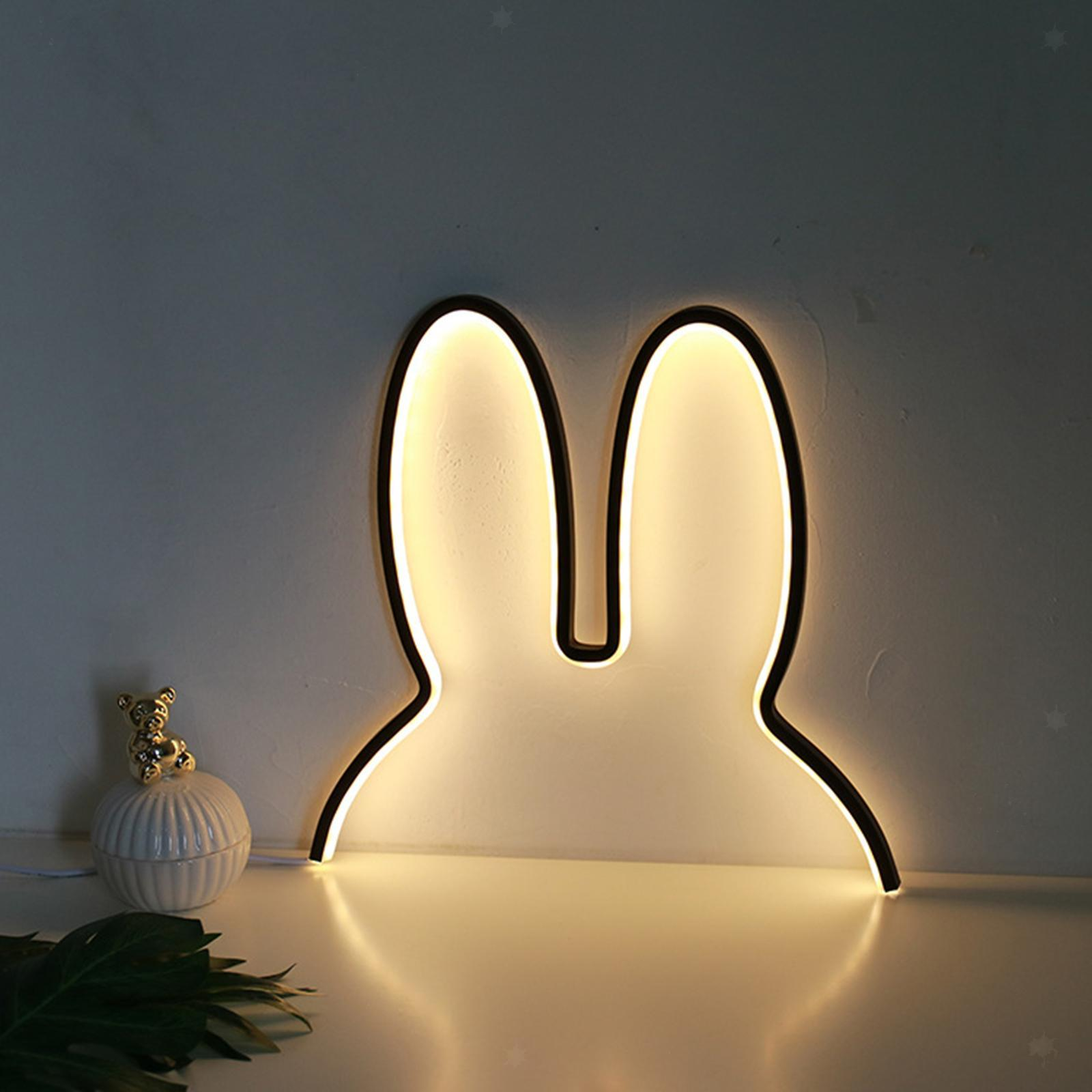 Light-up bunny shape on a white surface with a neutral background